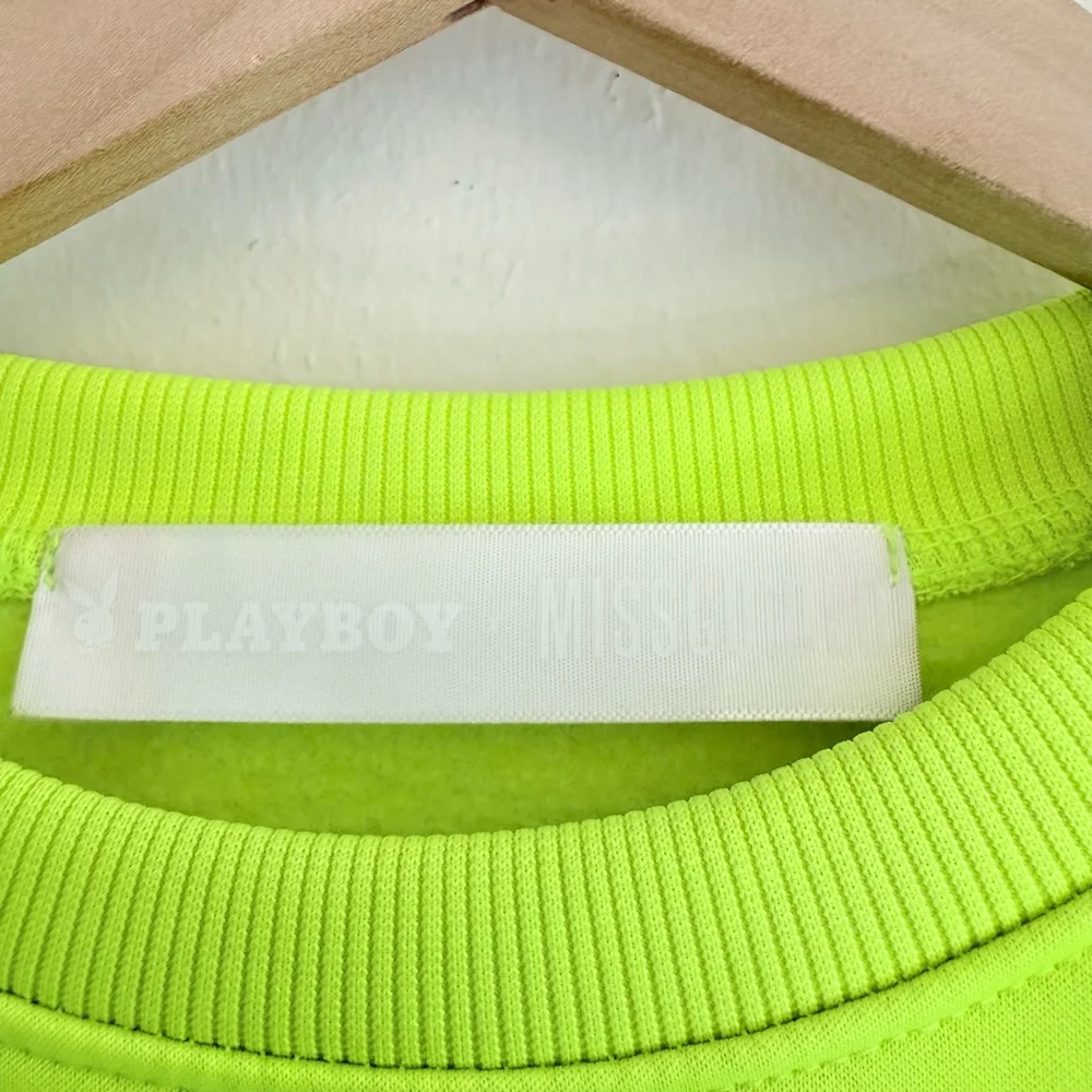 Playboy x Missguided Women's Neon Yellow Oversized Baggy Sweatshirt Size Small - Picture 6 of 7